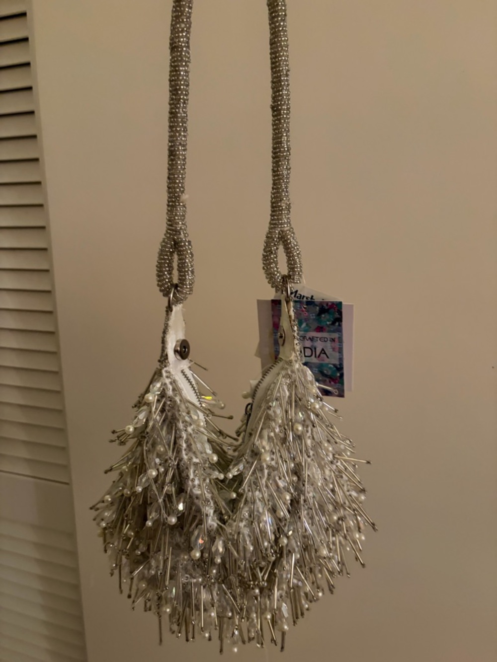 Beaded Mini Bag in Silver